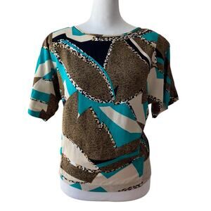 Vintage ‘70s Campus Casuals of California Short Sleeve Blouse w/ Shoulder Pads